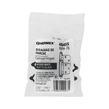 Bolsa con 2 bisagras parche de 7cm negro HERMEX