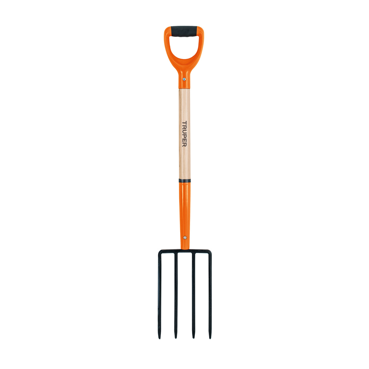 Bieldo para jardín, 4 dientes cuadrados, mango 29', puño 'Y'