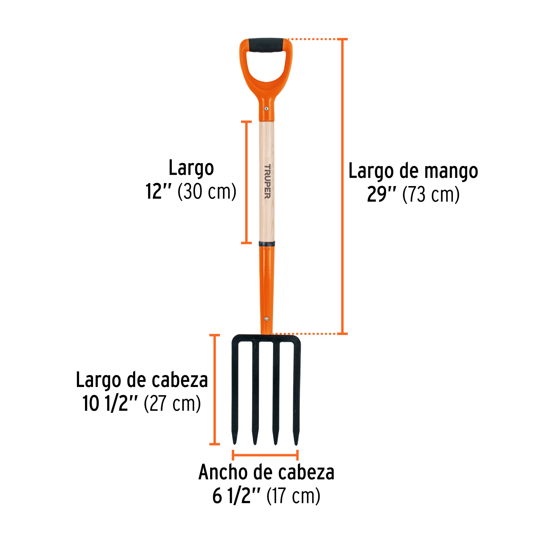 Bieldo para jardín, 4 dientes, mgo 29', puño 'Y', TRUPER