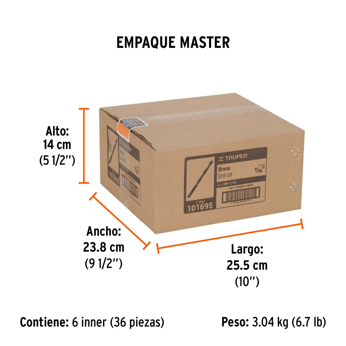 Broca con punta centradora para madera TRUPER 7/16"