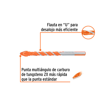 Broca multimaterial 1/2 x 6" Truper