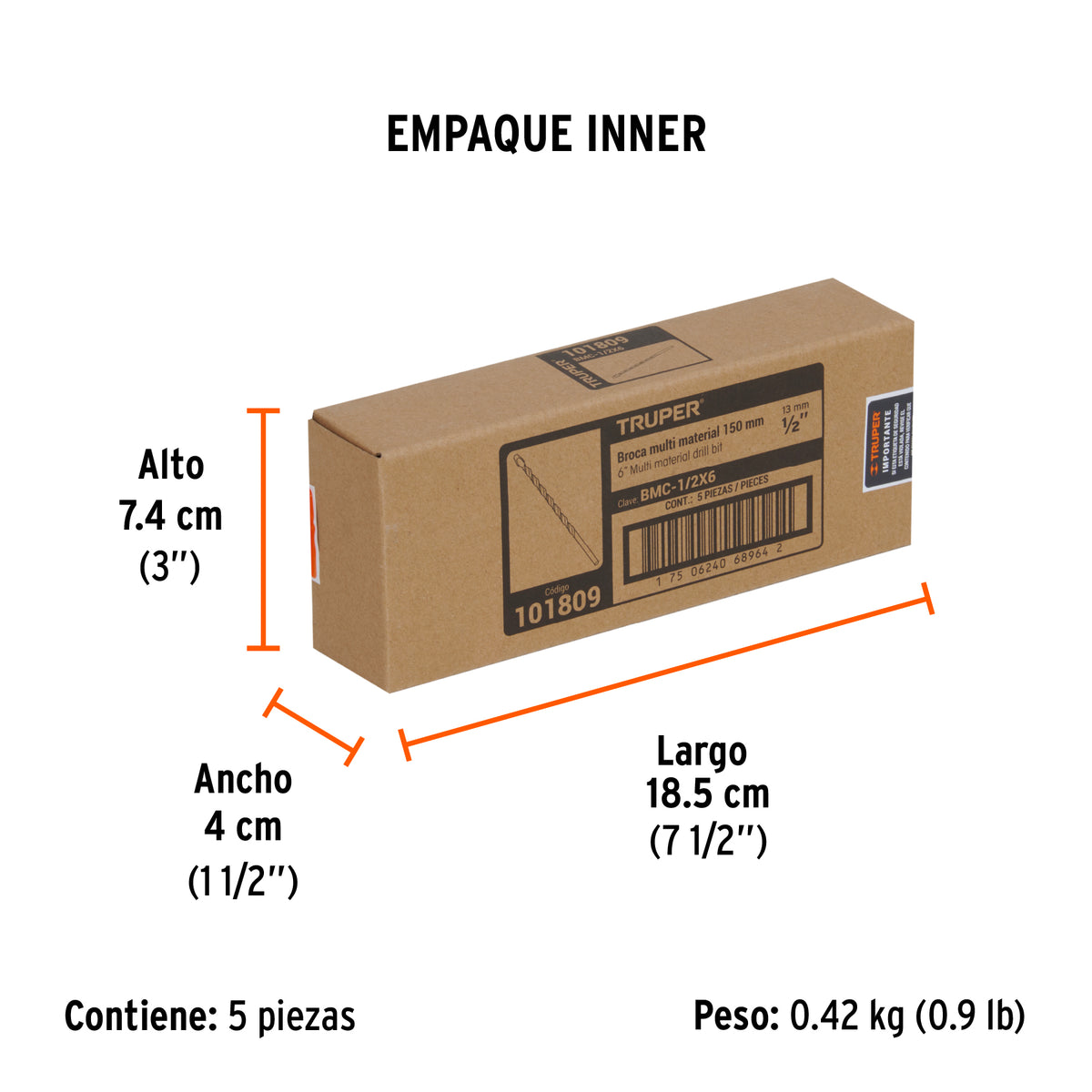 Broca multimaterial 1/2 x 6" Truper
