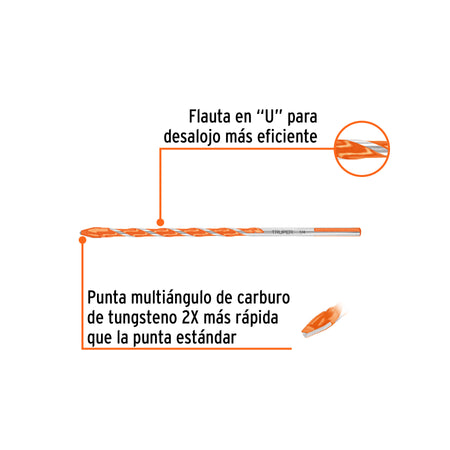 Broca multimaterial 1/4 x 6" Truper