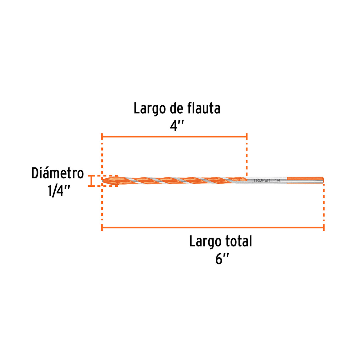 Broca multimaterial 1/4 x 6" Truper