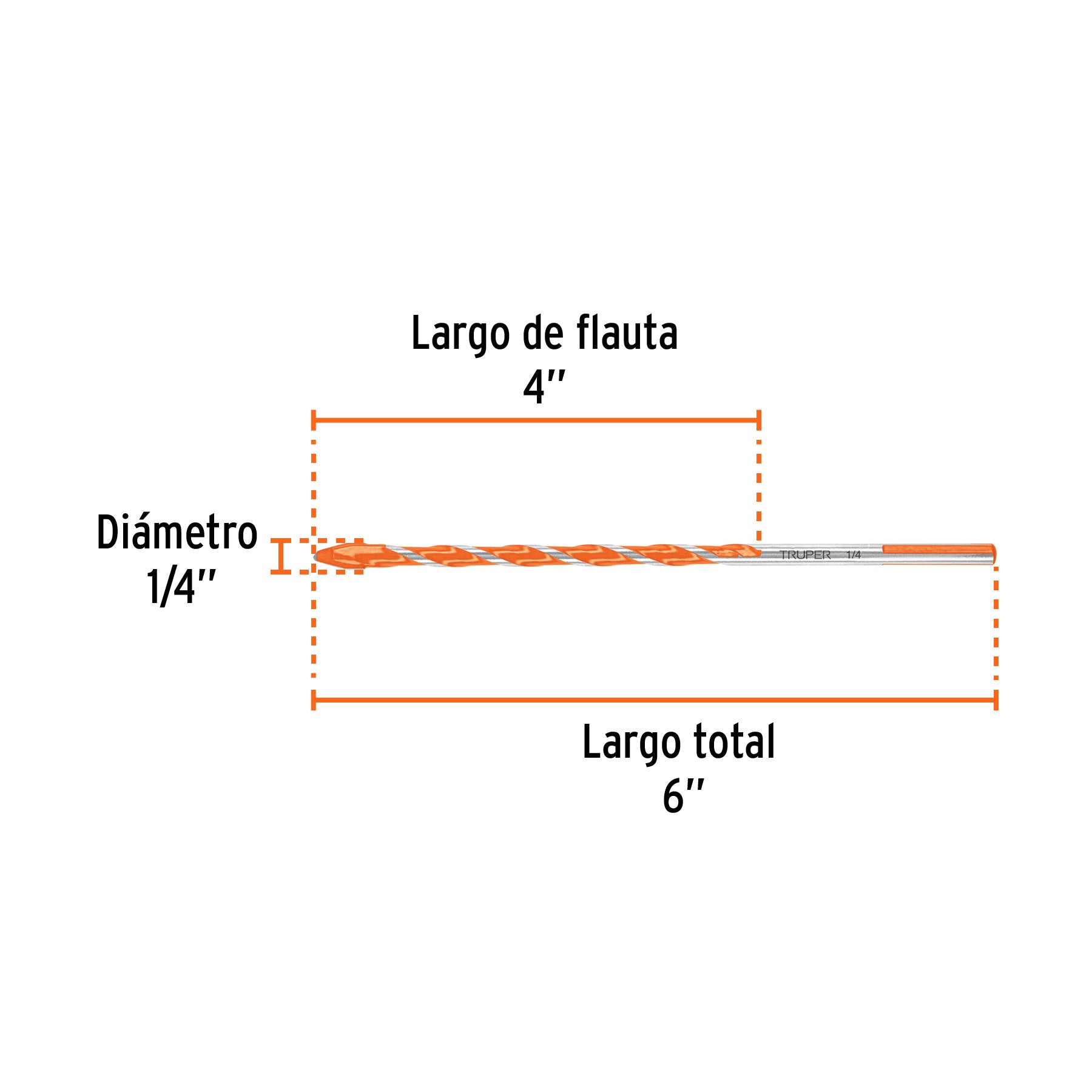 Broca multimaterial 1/4 x 6" Truper