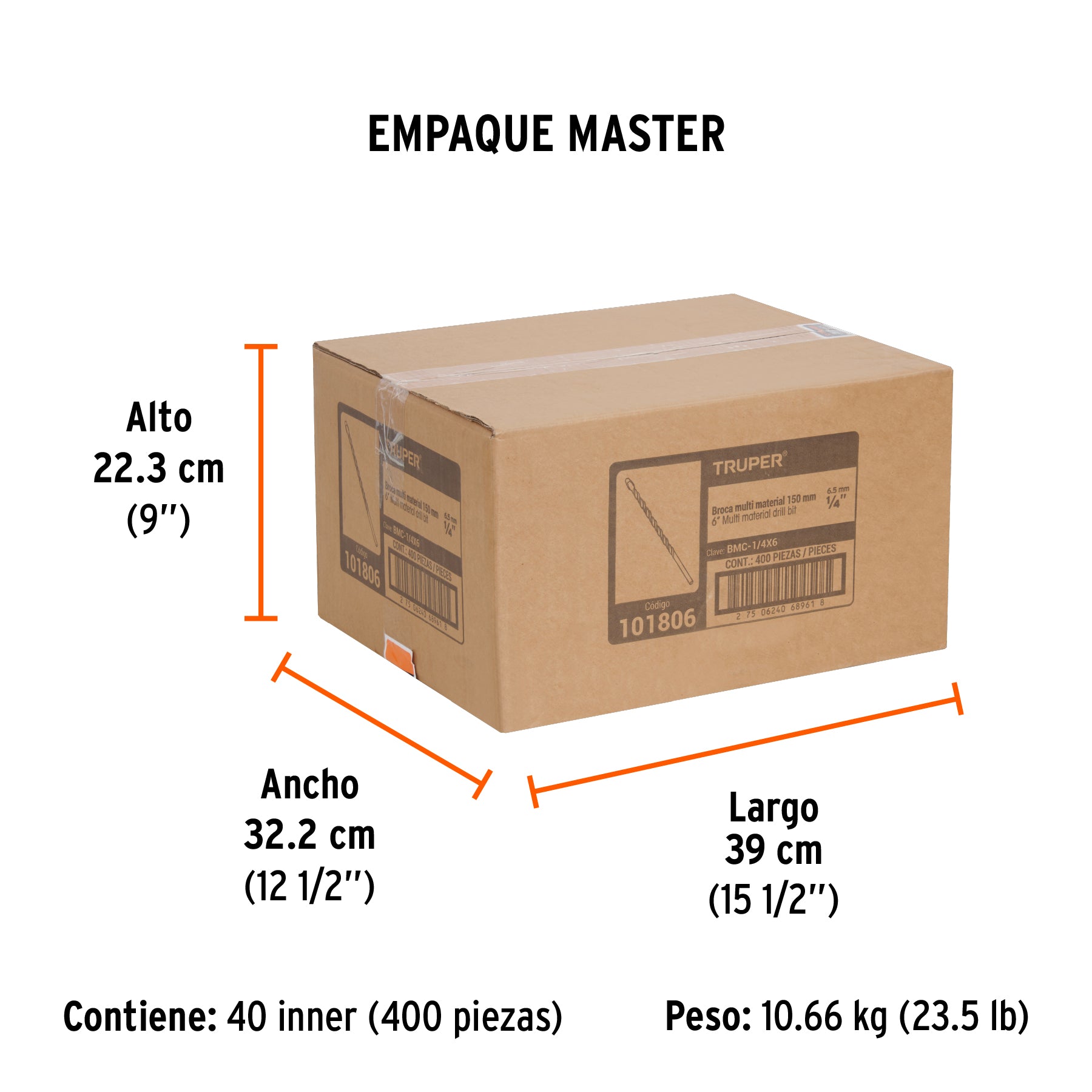 Broca multimaterial 1/4 x 6" Truper