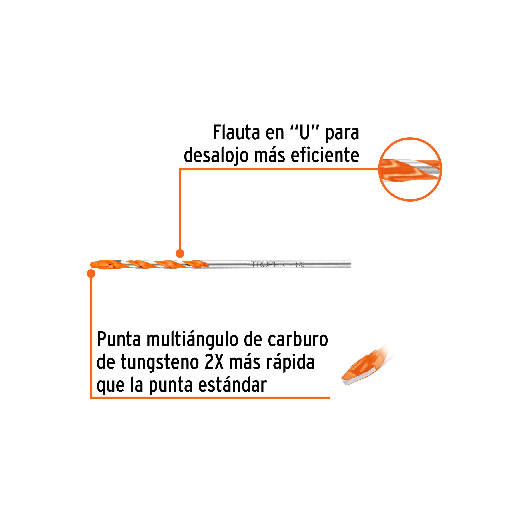 Broca multimaterial 1/8 x 3" Truper