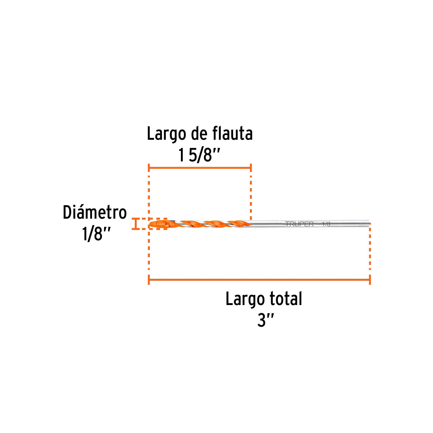 Broca multimaterial 1/8 x 3" Truper