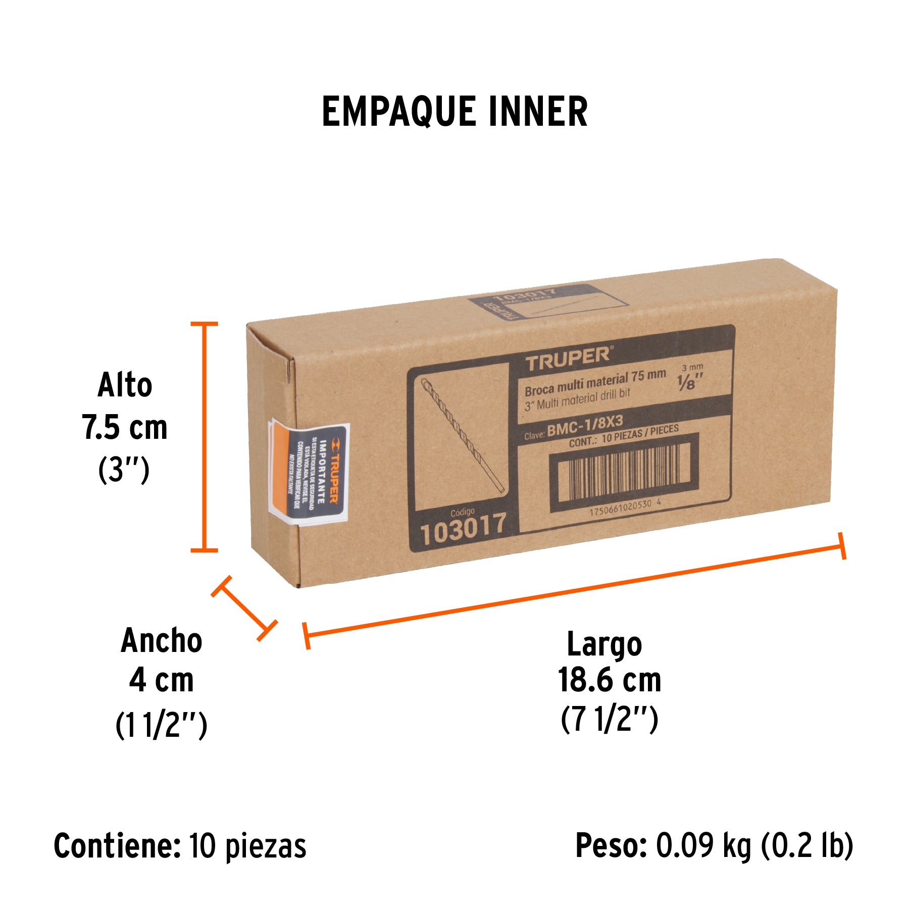 Broca multimaterial 1/8 x 3" Truper