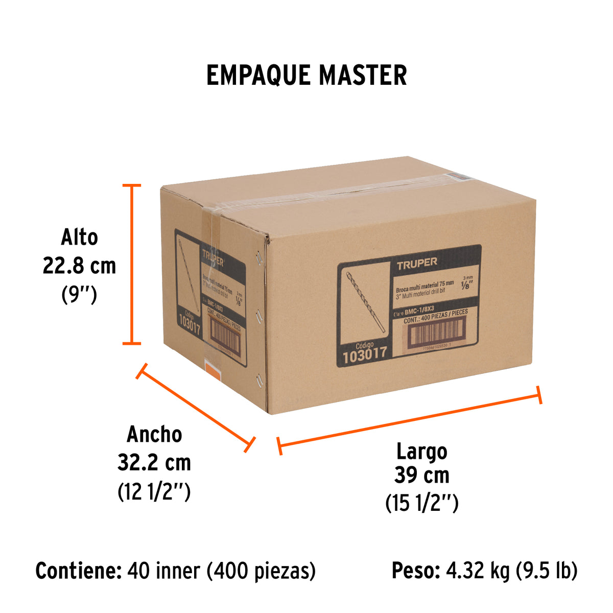 Broca multimaterial 1/8 x 3" Truper