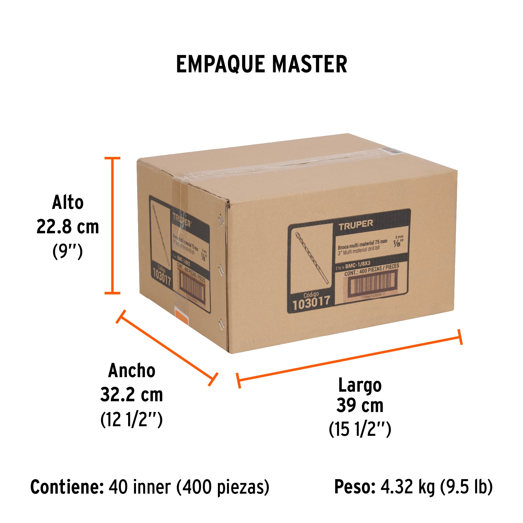 Broca multimaterial 1/8 x 3" Truper
