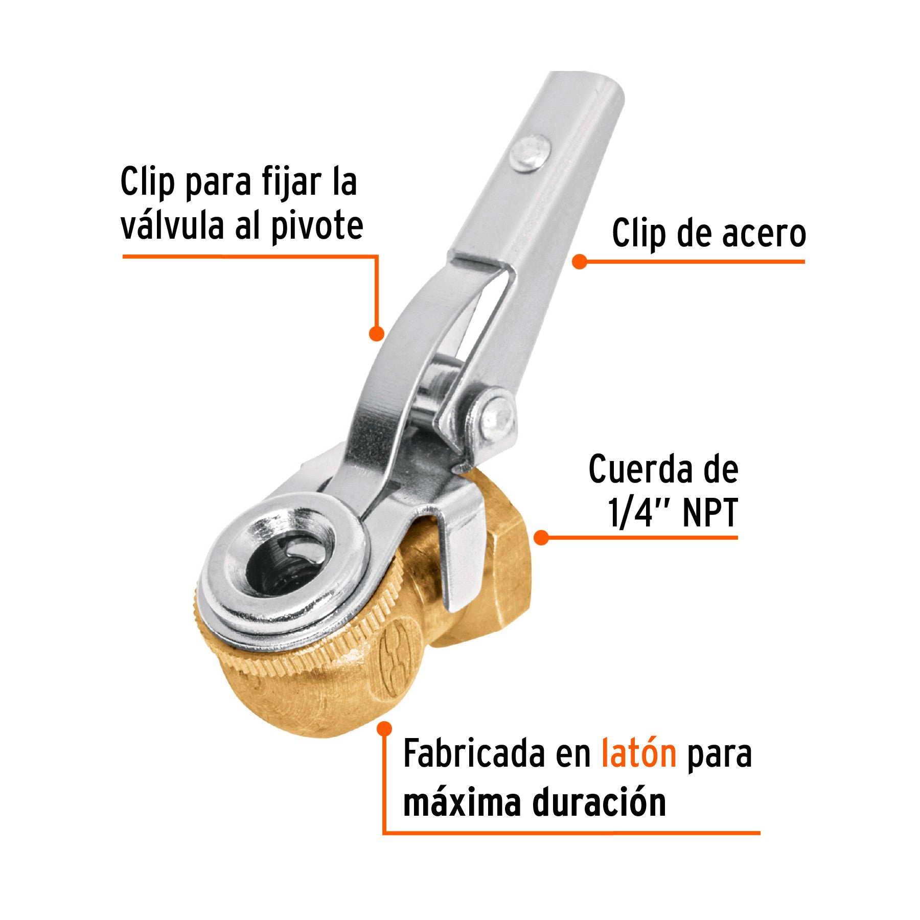 Cabeza infladora llantas con clip hembra 1/4" NPT TRUPER