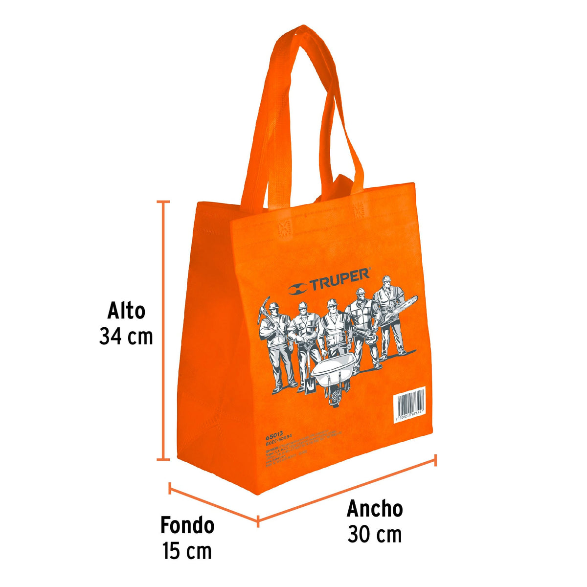 Bolsa ecologica naranja de 30 x 34 cm Truper 30 x 34 cm, naranja