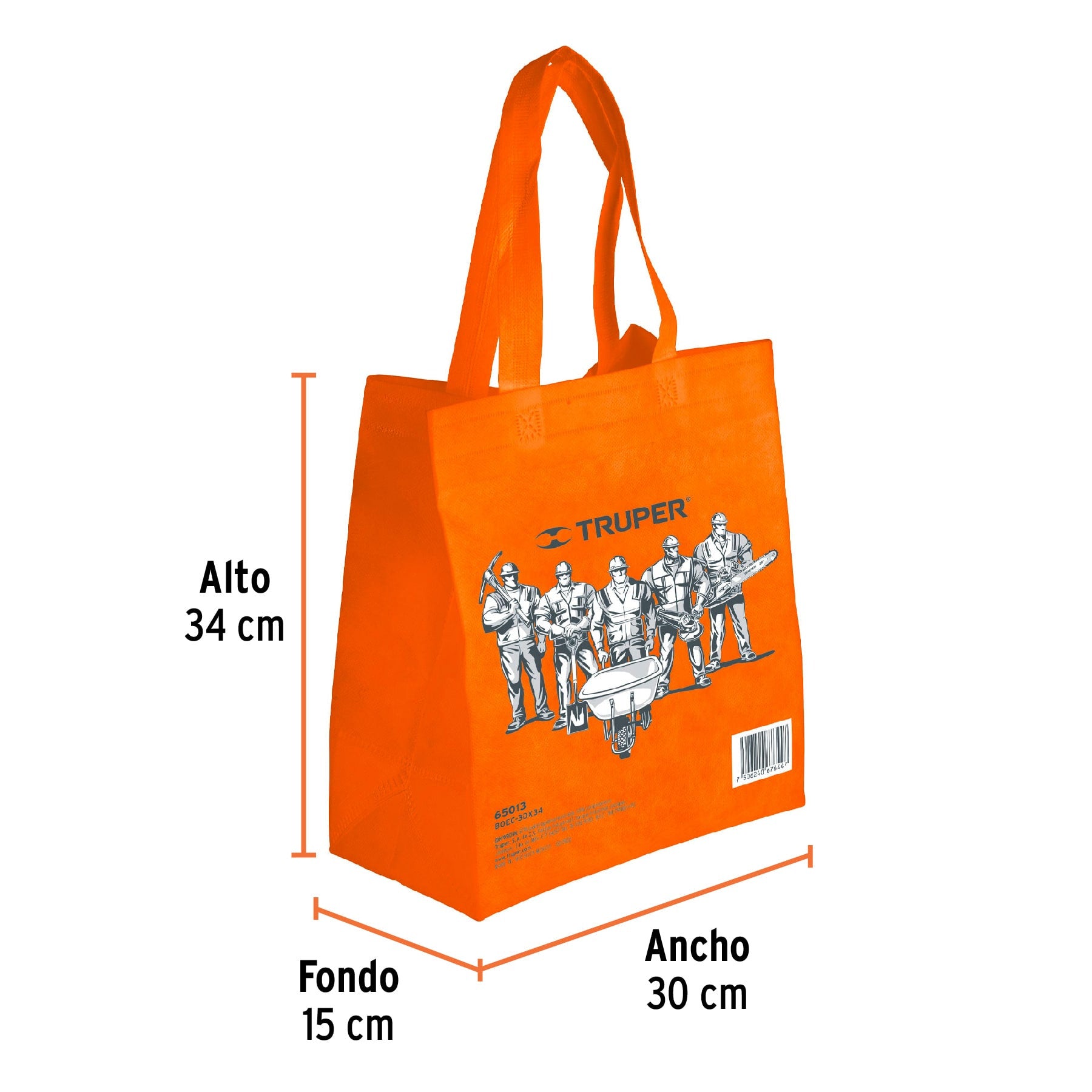 Bolsa ecologica naranja de 30 x 34 cm Truper 30 x 34 cm, naranja