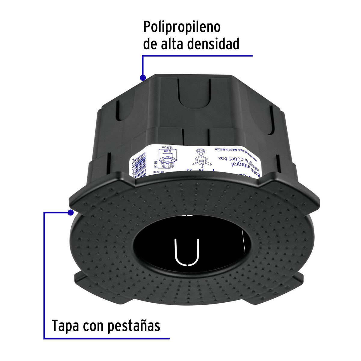 Bote integral de 10 cm, aro interno de 8 cm, Volteck 10 cm, 8 cm