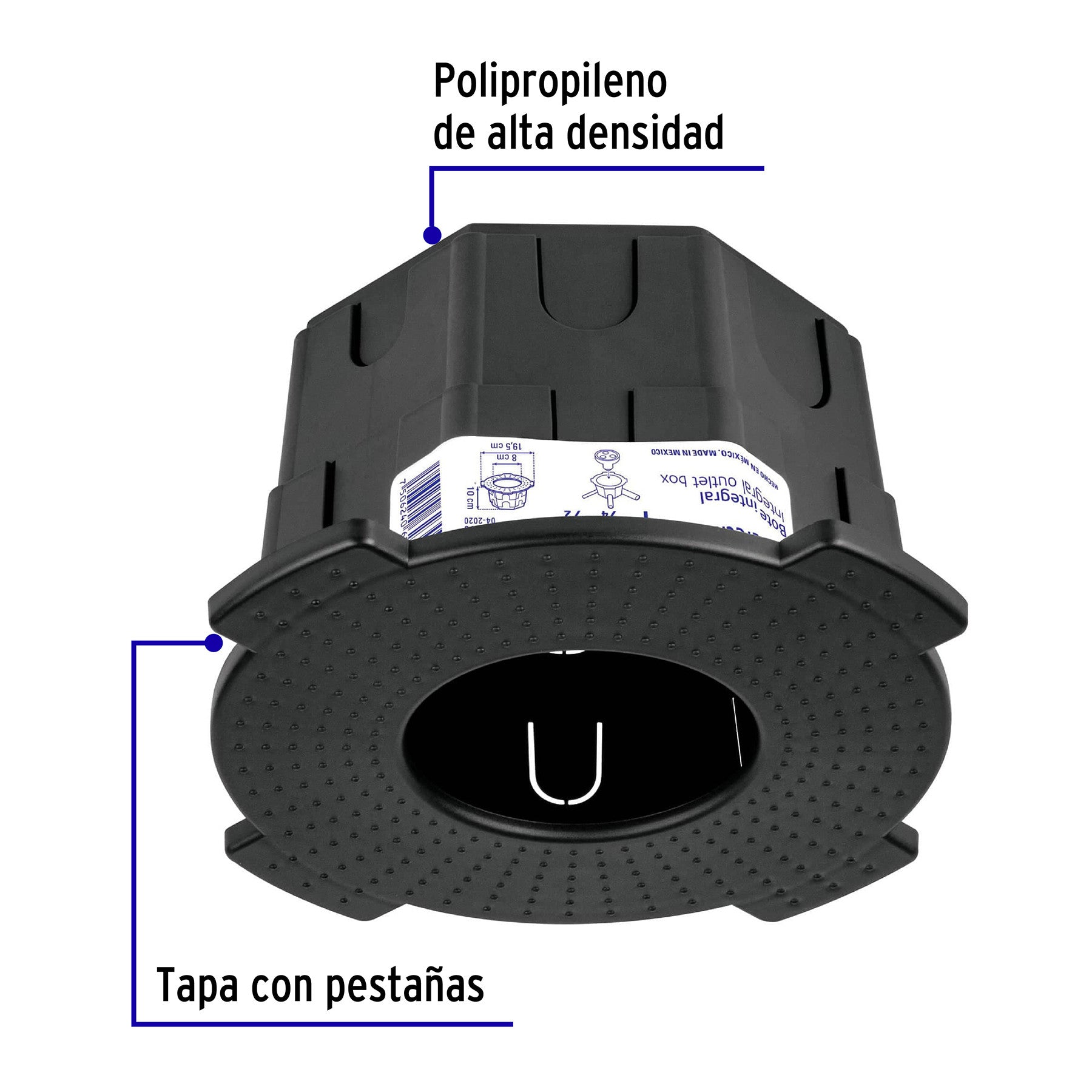 Bote integral de 10 cm, aro interno de 8 cm, Volteck 10 cm, 8 cm