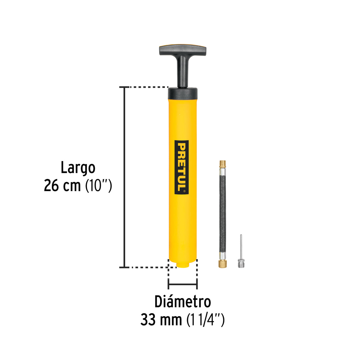 Mini bomba manual para inflar balones 25 PSI PRETUL