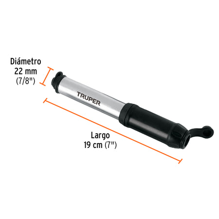 Mini bomba manual para bicicleta, abatible, 75 PSI, TRUPER