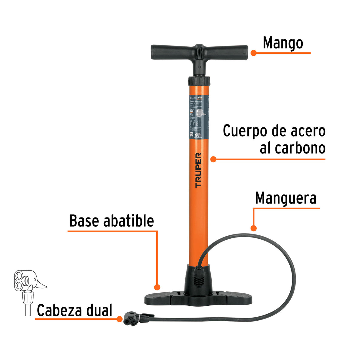 Bomba manual para inflar 100 PSI TRUPER