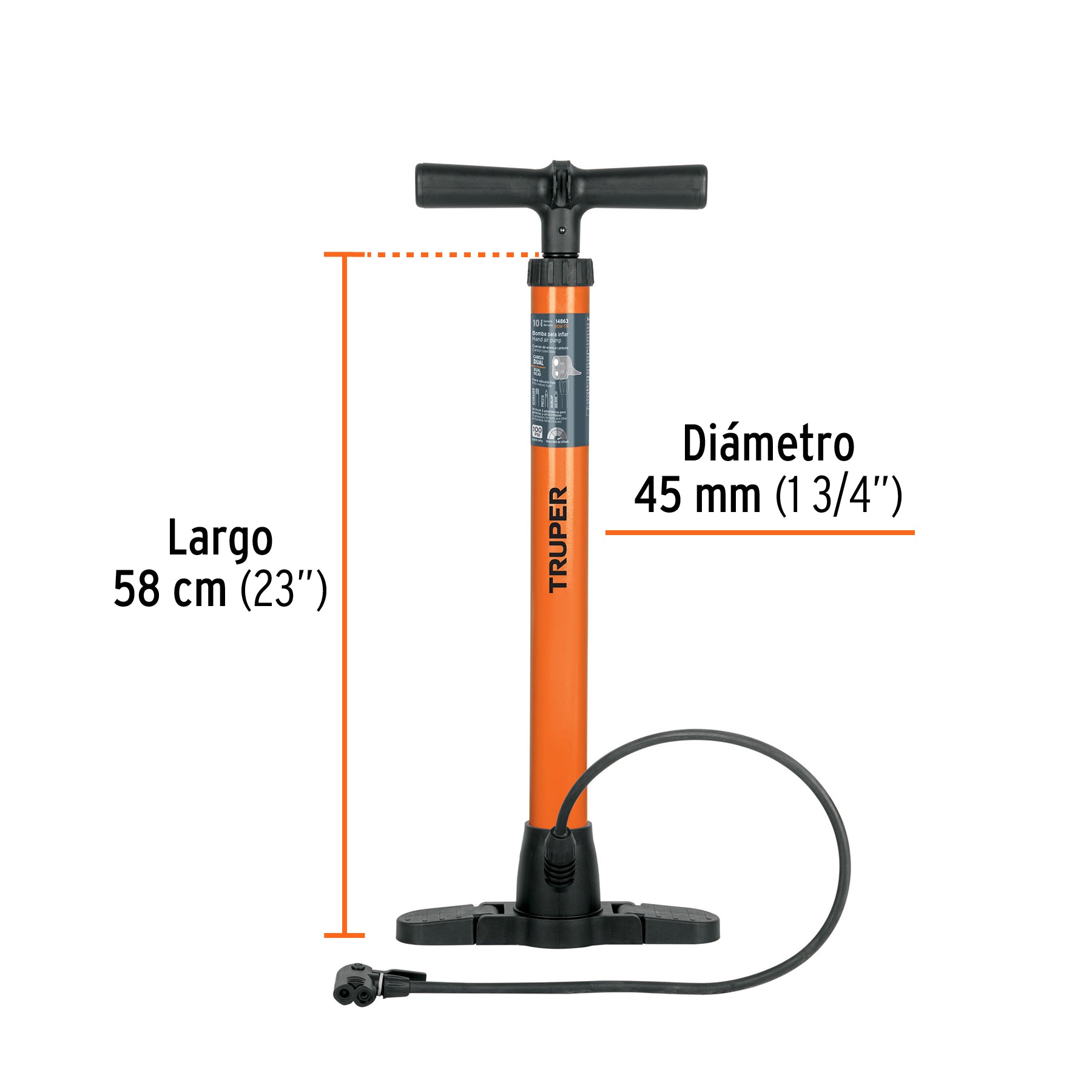 Bomba manual para inflar 100 PSI TRUPER