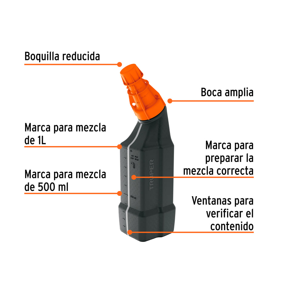 Bote para mezcla de gasolina y aceite 1 L Truper