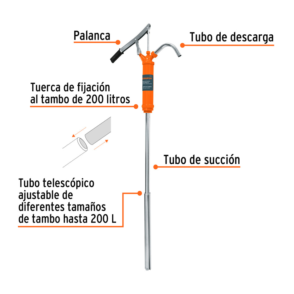 Bomba extractora de aceites con palanca Truper