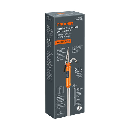 Bomba extractora de aceites con palanca Truper