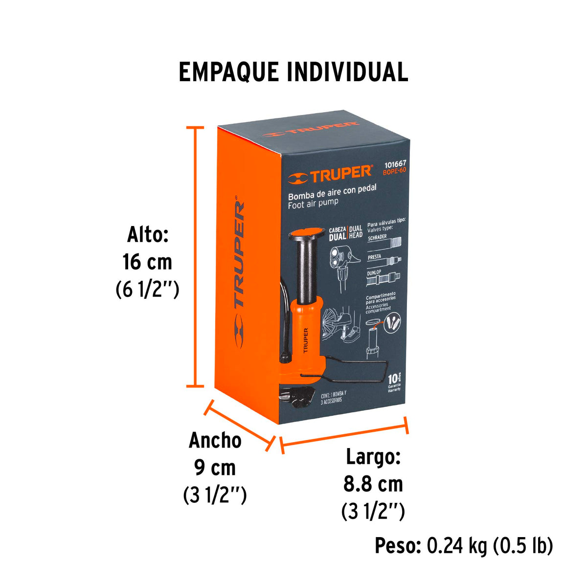 Bomba de pedal 60 PSI, TRUPER