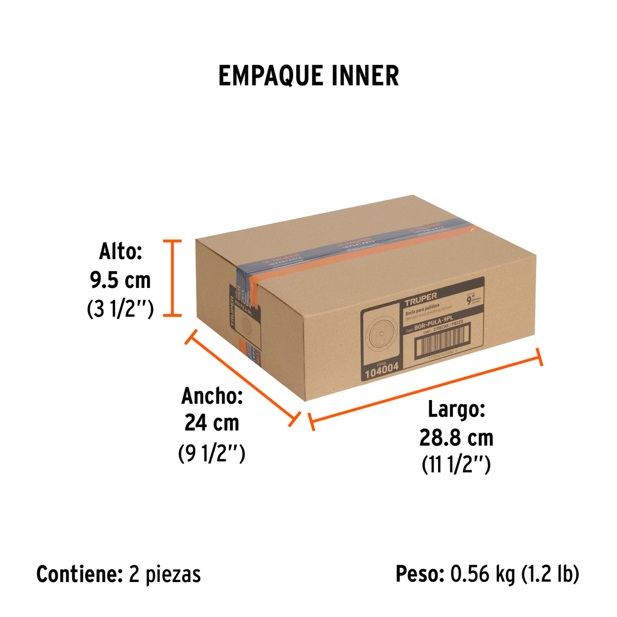 Borla para pulir 50% lana/50% poliester de 9" hook and loop