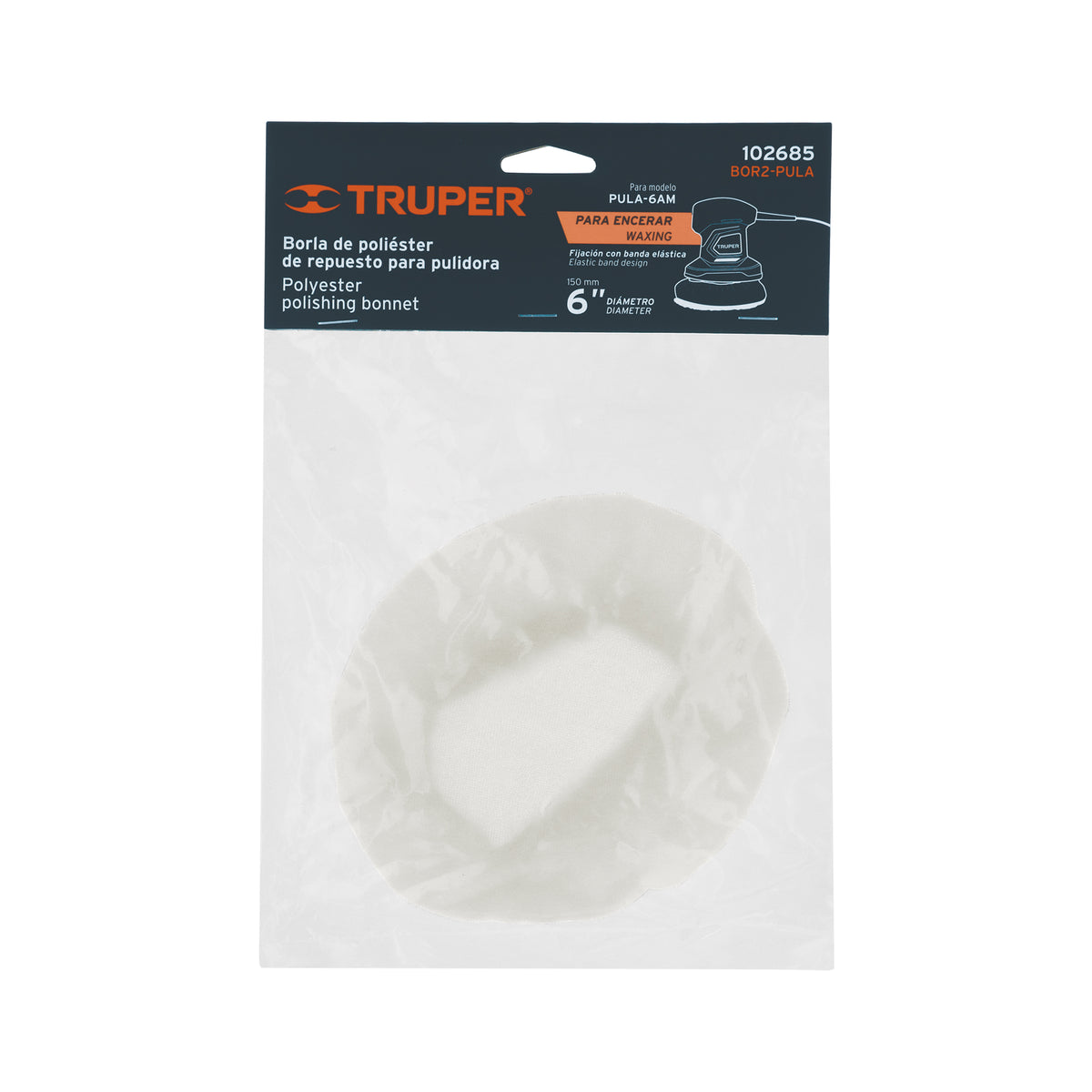 Borla para pulir de poliester de 6" con resorte TRUPER