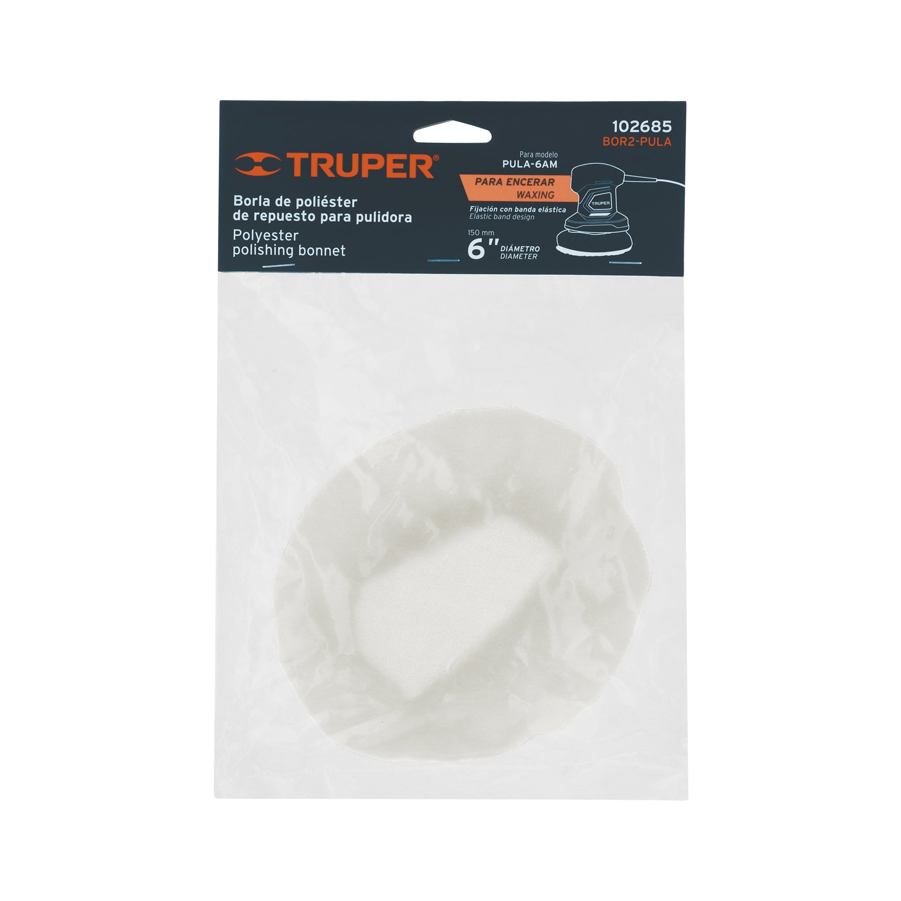 Borla para pulir de poliester de 6" con resorte TRUPER