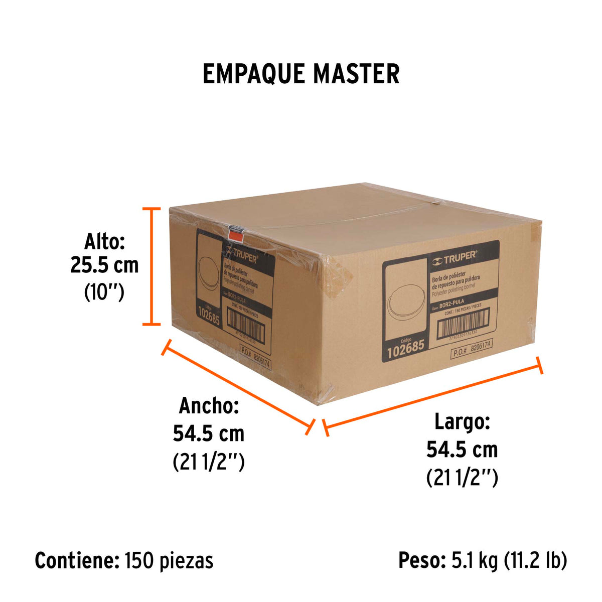 Borla para pulir de poliester de 6" con resorte TRUPER