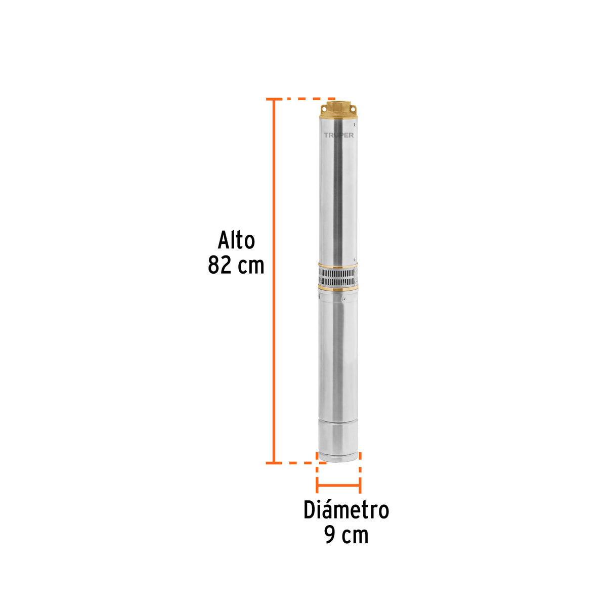 Bomba sumergible tipo bala, 1-1/2HP, agrícola, 220V, TRUPER