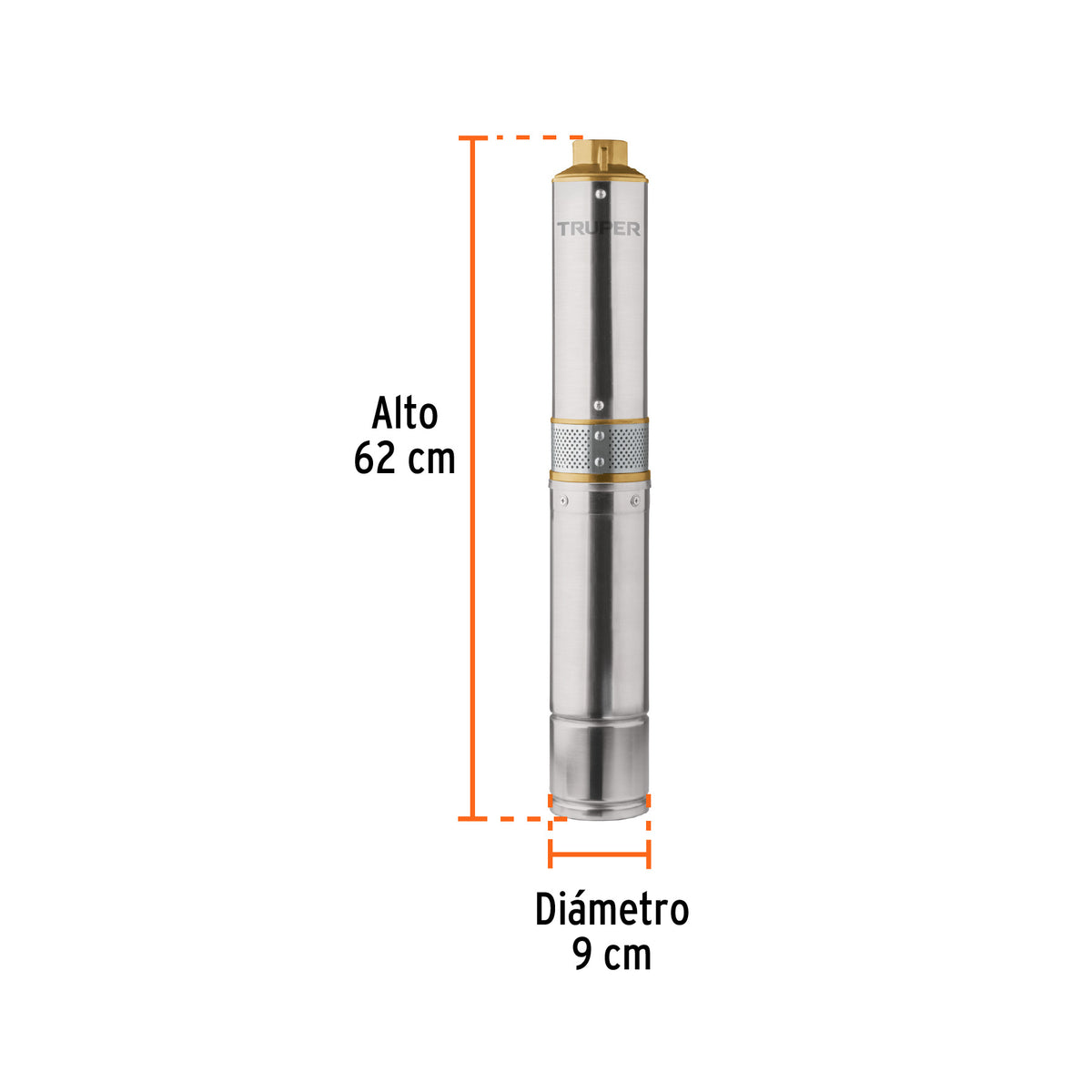 Bomba sumergible tipo bala, 1/2HP, agrícola, 220V, TRUPER