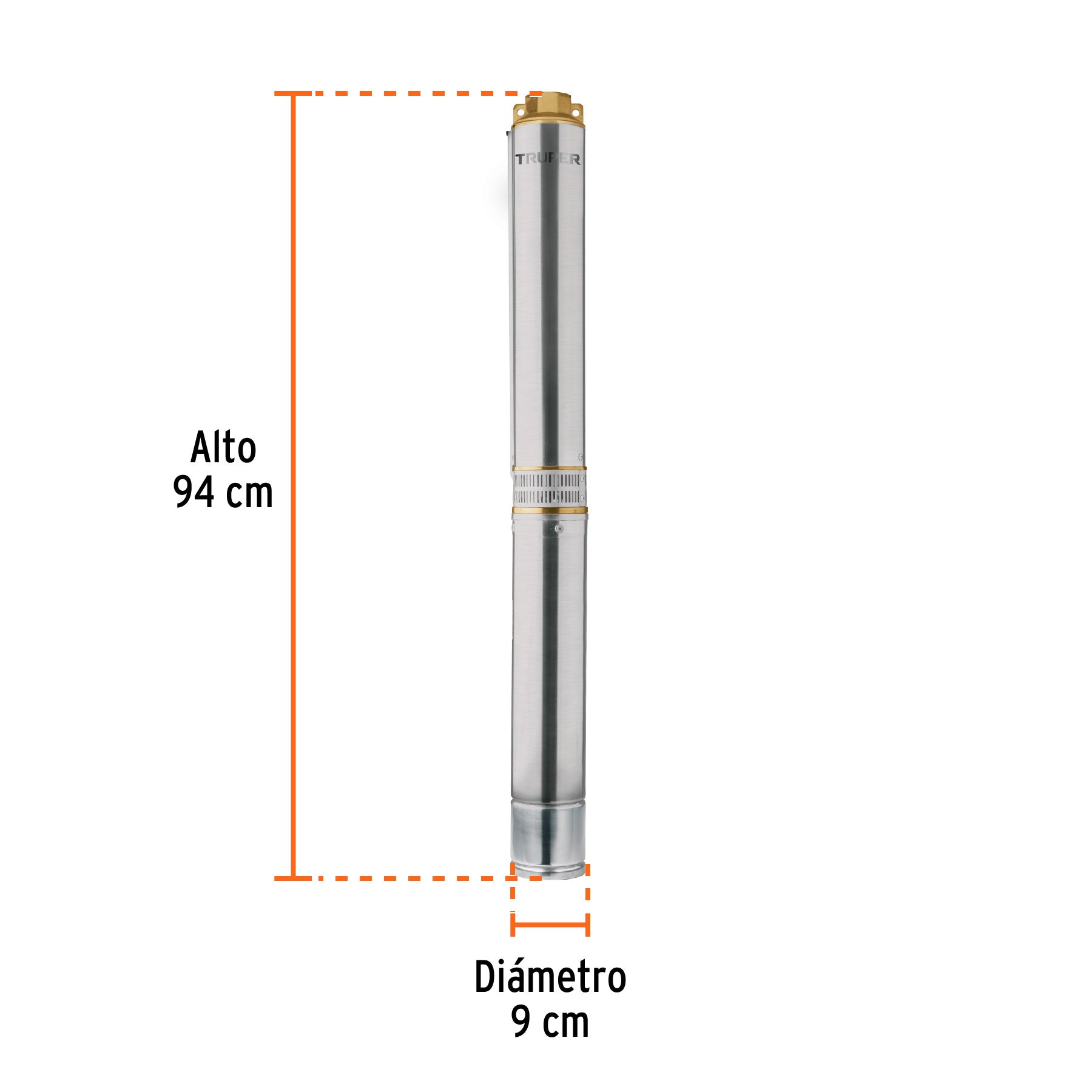 Bomba sumergible tipo bala, 2HP, uso agrícola, TRUPER