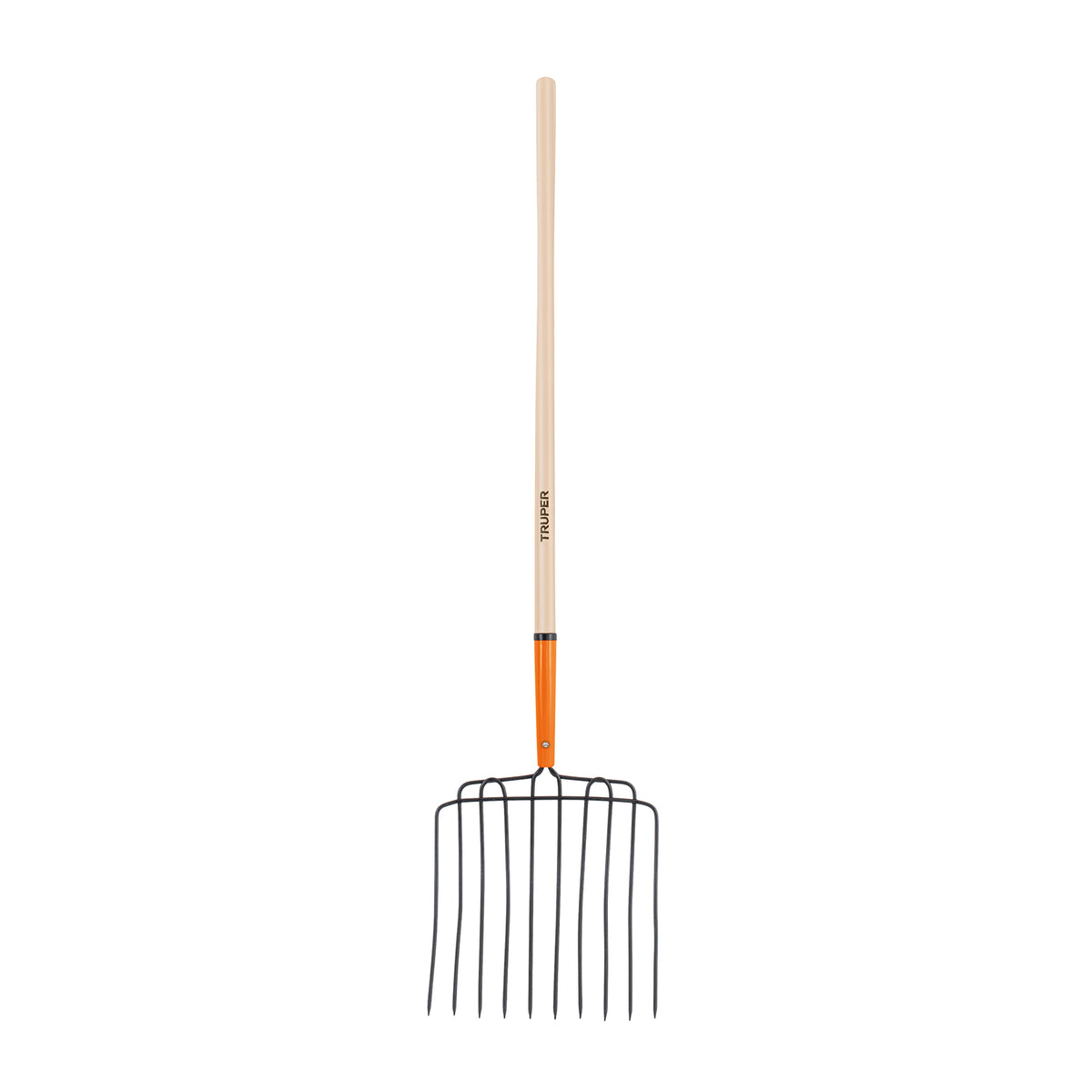 Bieldo para estiércol, 10 dientes, mango 48', cabeza soldada