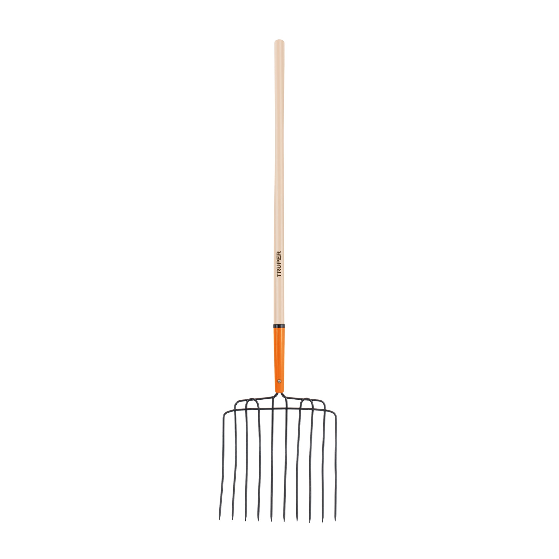 Bieldo para estiércol, 10 dientes, mango 48', cabeza soldada