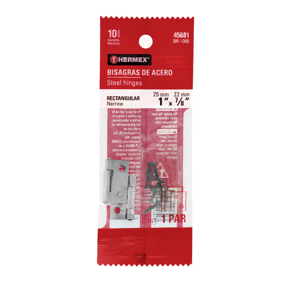 Bolsa con 2 bisagras rectangulares 1', acero pulido