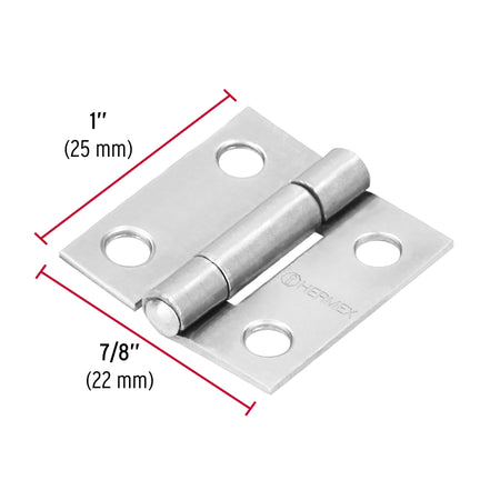 Bisagra rectangular 1' acero pulido, HERMEX 1'