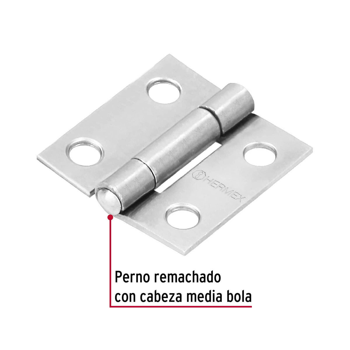 Bisagra rectangular 1' acero pulido, HERMEX 1'