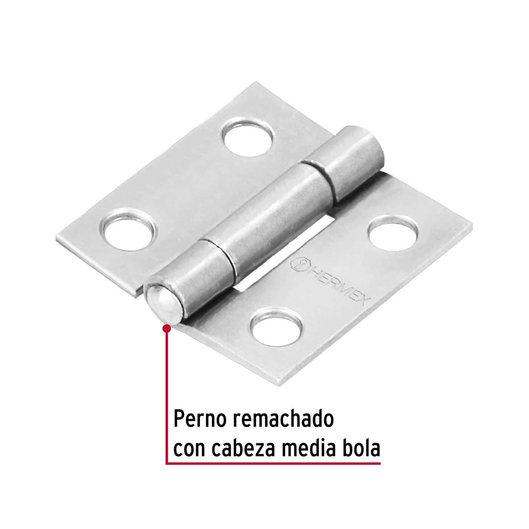 Bisagra rectangular 1' acero pulido, HERMEX 1'