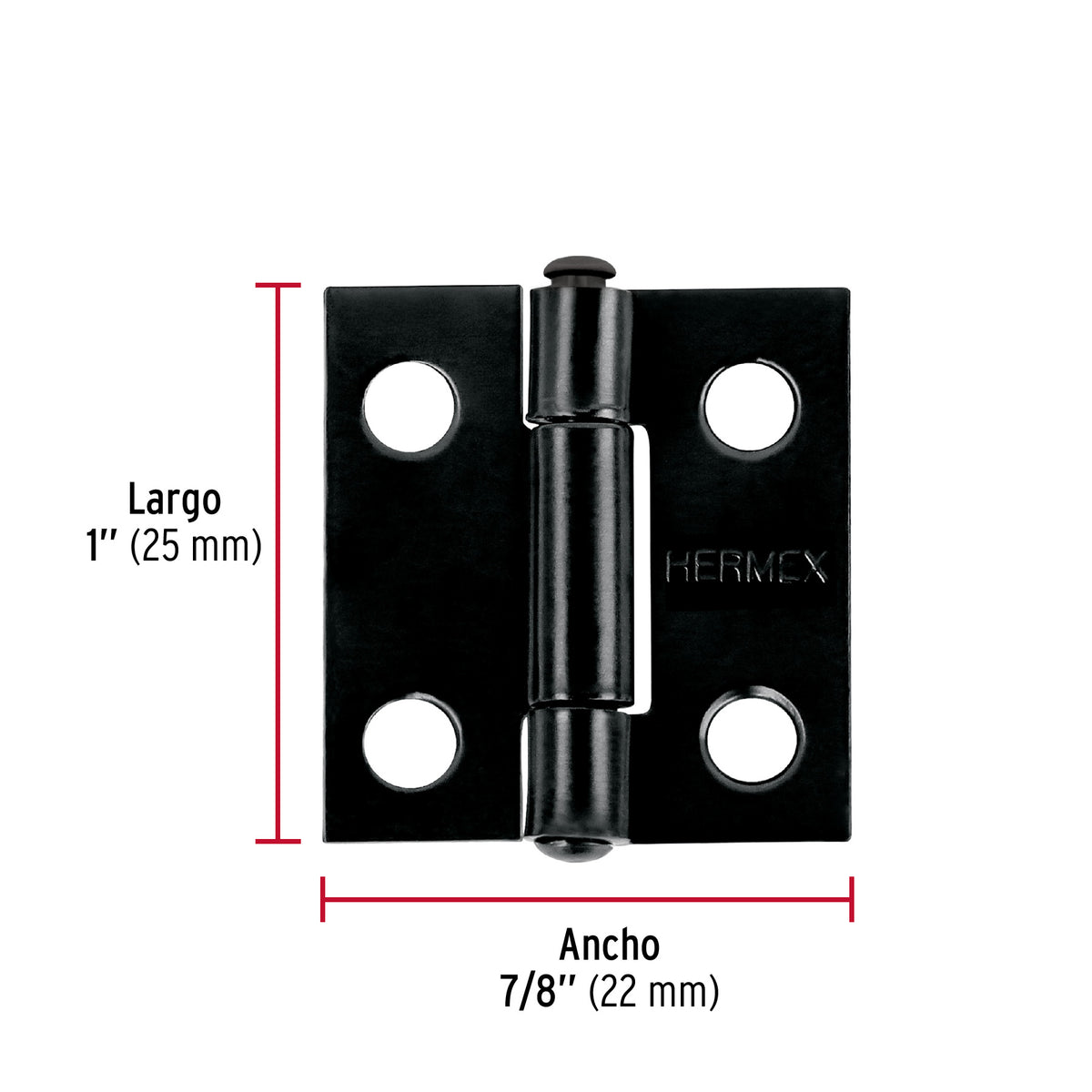 Bisagra rectangular 1' negra, HERMEX