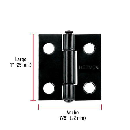 Bisagra rectangular 1' negra, HERMEX