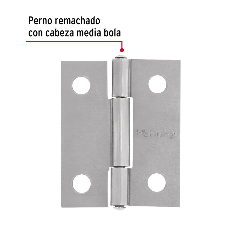 Bolsa con 2 bisagras rectangulares 1-1/2', acero pulido