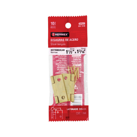 Bolsa con 2 bisagras rectangulares acero latonado 1-1/2"