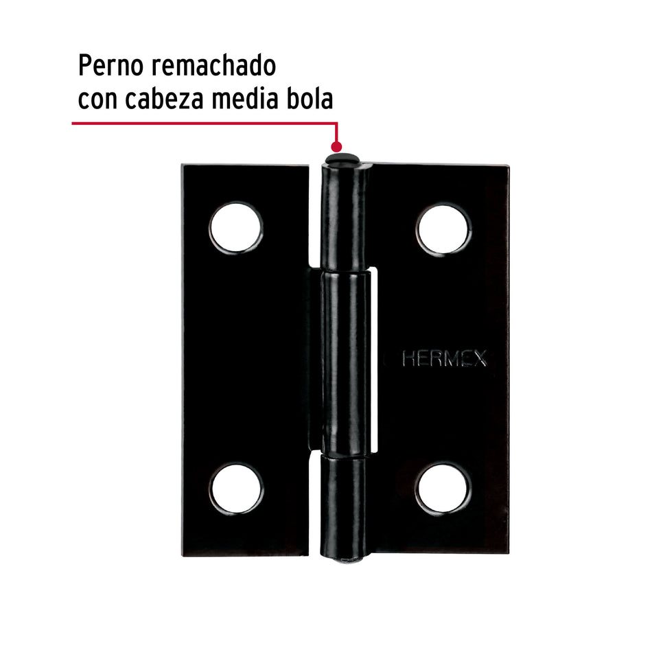 Bisagra rectangular 1-1/2' negra, HERMEX