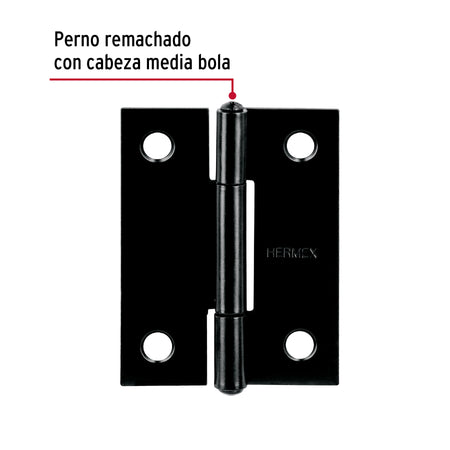 Bisagra rectangular 2' negra, HERMEX
