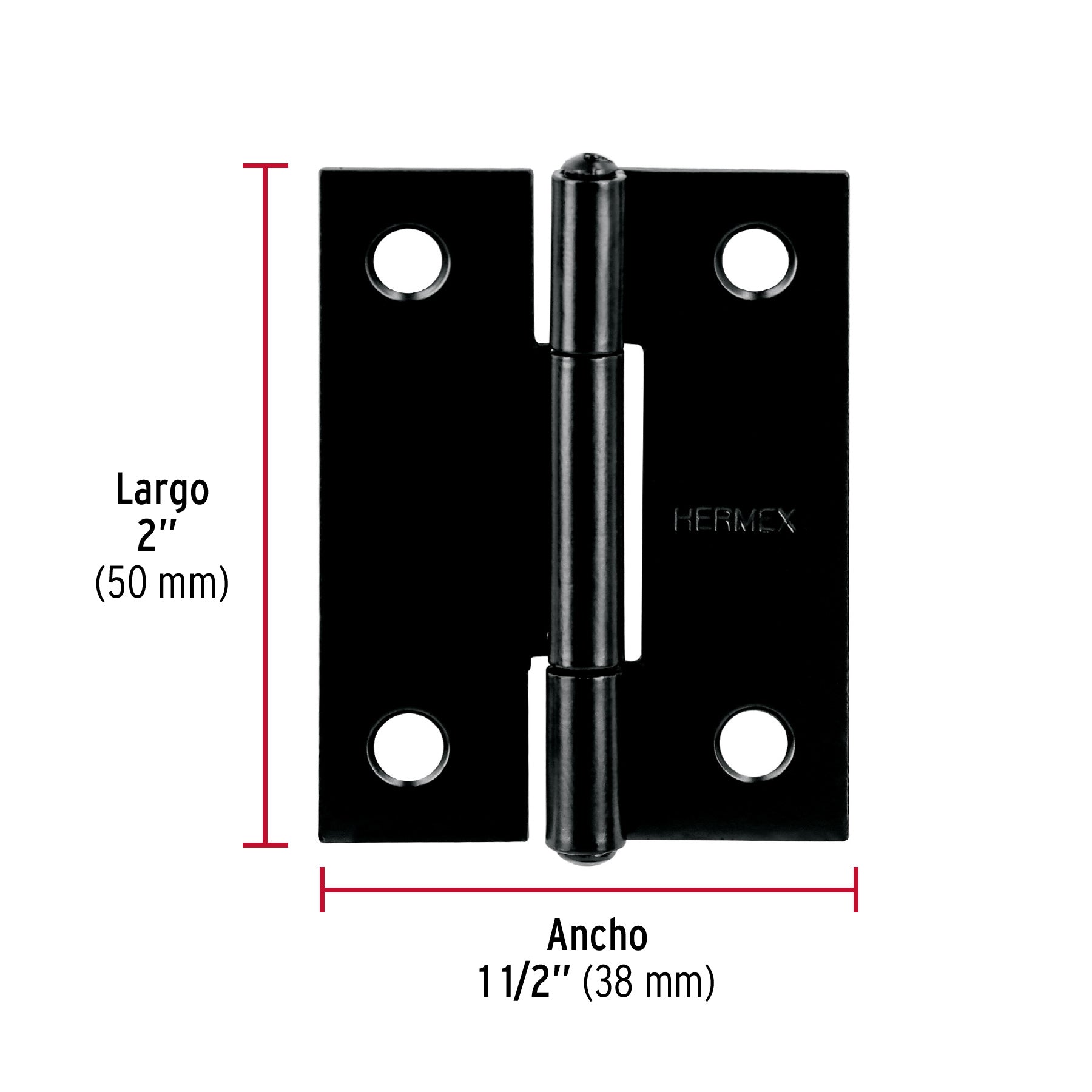Bisagra rectangular 2' negra, HERMEX