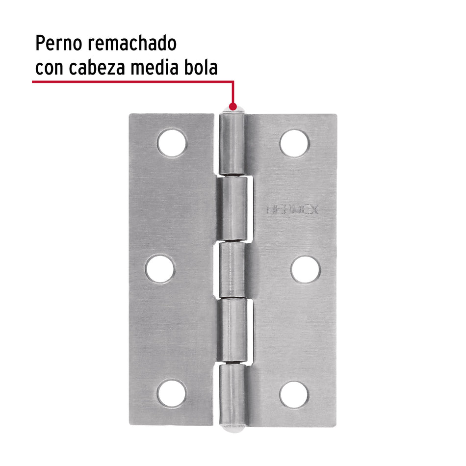 Bolsa con 2 bisagras rectangulares 2-1/2', acero pulido