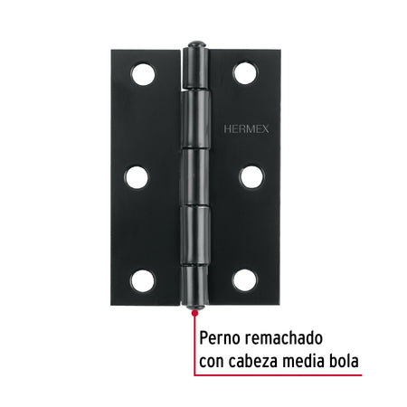 Bisagra rectangular 2-1/2' negra, HERMEX